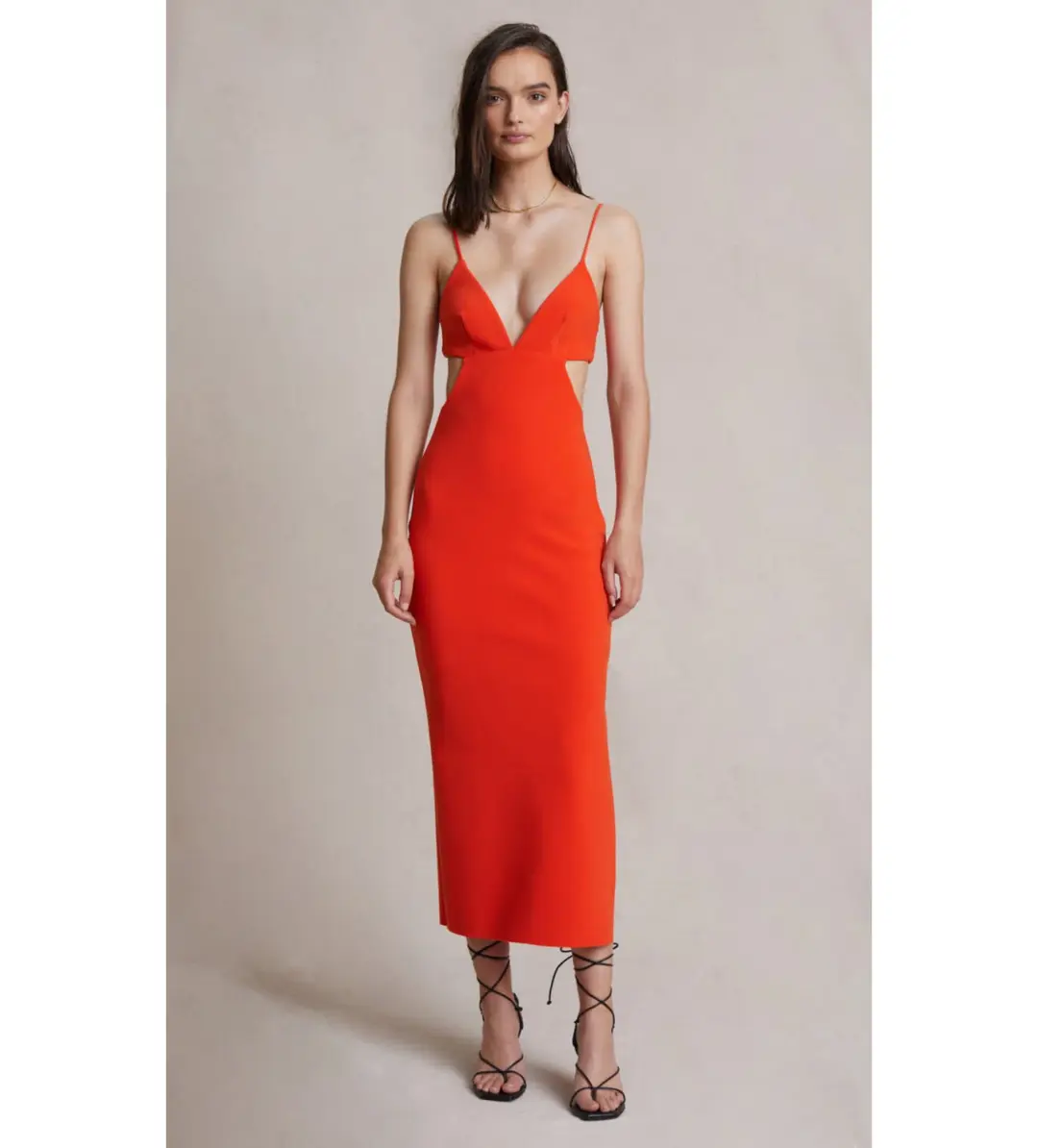Bec & Bridge Ella Midi Dress Flame Size 8 for rent on The Volte - main image