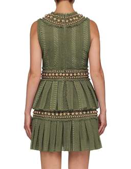 Khaki Lace Pleat Mini Dress Size 8