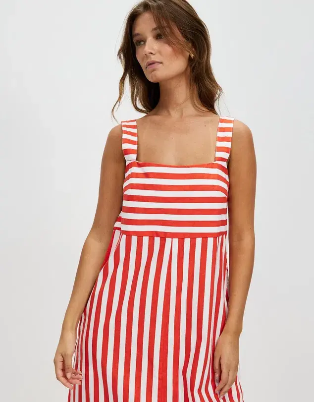 Cartel & Willow Sara Maxi Dress Campari Stripe Size 10 for rent on The Volte - main image