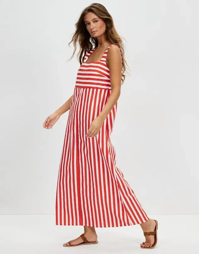 Cartel & Willow Sara Maxi Dress Campari Stripe Size 10 for rent on The Volte - main image