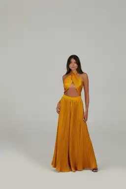 Karna Ramsay Stella Jumpsuit Yellow Gold Size S (AU 8)