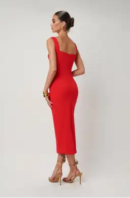 Effie Kats Marbella Midi Dress Cherry Red Size 12 for rent on The Volte - image 2
