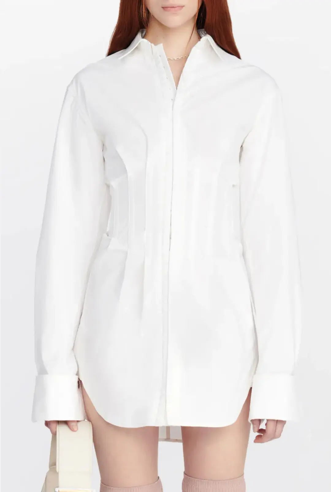 Dion Lee Tuxedo Corset Shirt Dress Ivory Size 12 for rent on The Volte - main image