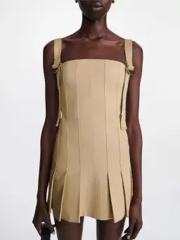 Dion Lee Safety Slider Pleat Mini Dress Dune Size 12 for rent on The Volte - image 4