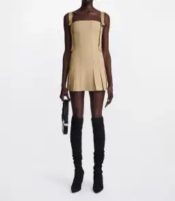 Dion Lee Safety Slider Pleat Mini Dress Dune Size 12 for rent on The Volte - image 1