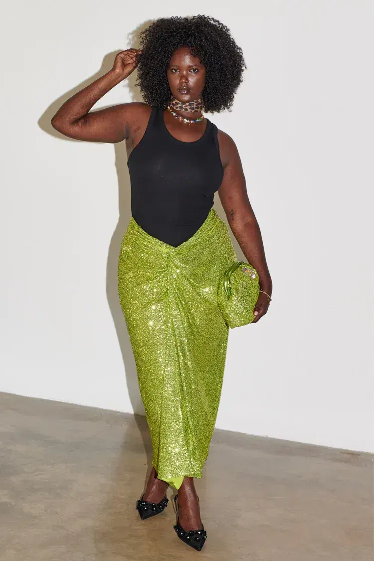 Never Fully Dressed Jaspre Skirt Lime Sequin Size 12 for rent on The Volte - main image