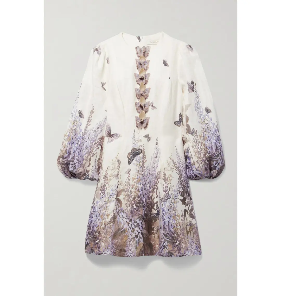 Zimmermann The Luminous Butterfly Mini Dress in Ivory Lavender Tea Size 2 / AU 12 for rent on The Volte - main image