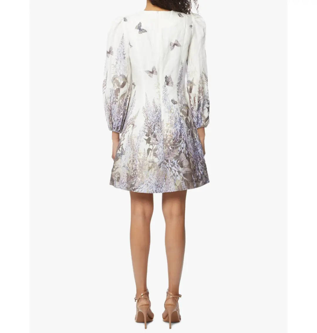Zimmermann The Luminous Butterfly Mini Dress in Ivory Lavender Tea Size 2 / AU 12 for rent on The Volte - main image