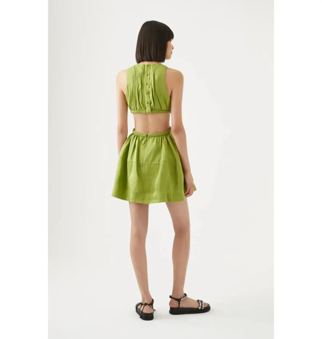 Aje Voyage Braided Mini Dress in Green Size AU 10 for rent on The Volte - main image