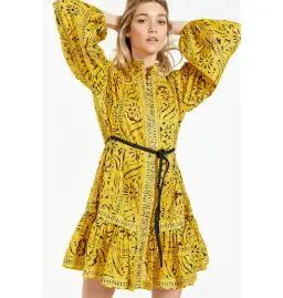 Zimmermann Lulu Drop Waist Dress in Yellow Print Size 3 / AU 14 for rent on The Volte - image 3