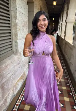 L'Idée Pleated Halterneck Dress Violet Purple Size 8 for rent on The Volte - image 4