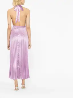 L'Idée Pleated Halterneck Dress Violet Purple Size 8 for rent on The Volte - image 3