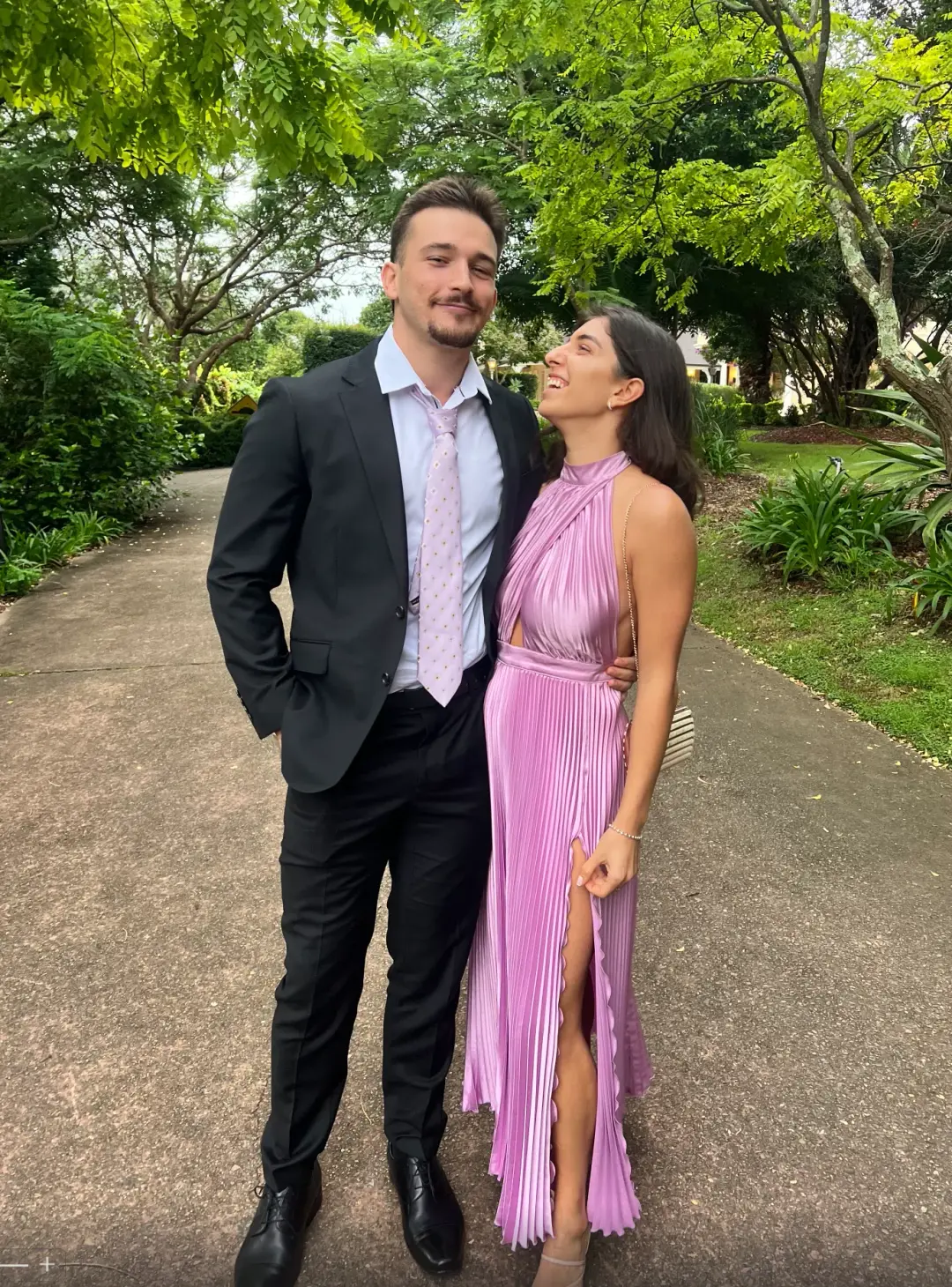 L'Idée Pleated Halterneck Dress Violet Purple Size 8 for rent on The Volte - main image