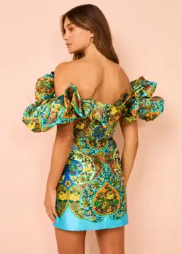 Alemais Sofie Off Shoulder Mini Dress Multi Floral Size 10 for rent on The Volte - image 3