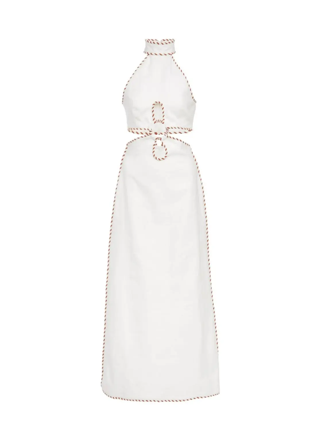 Zimmermann Braid-Trimmed Cut Out Linen Midi Dress White Size 1 / AU 10 for rent on The Volte - main image