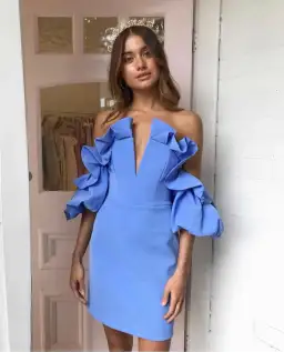 Acler Hitching Mini Dress Blue Size 6 for rent on The Volte - image 1