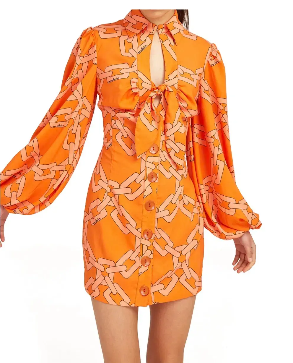 C/MEO Collective Mornings Mini Dress Tangerine Chain Size S / AU 8 - Image 4