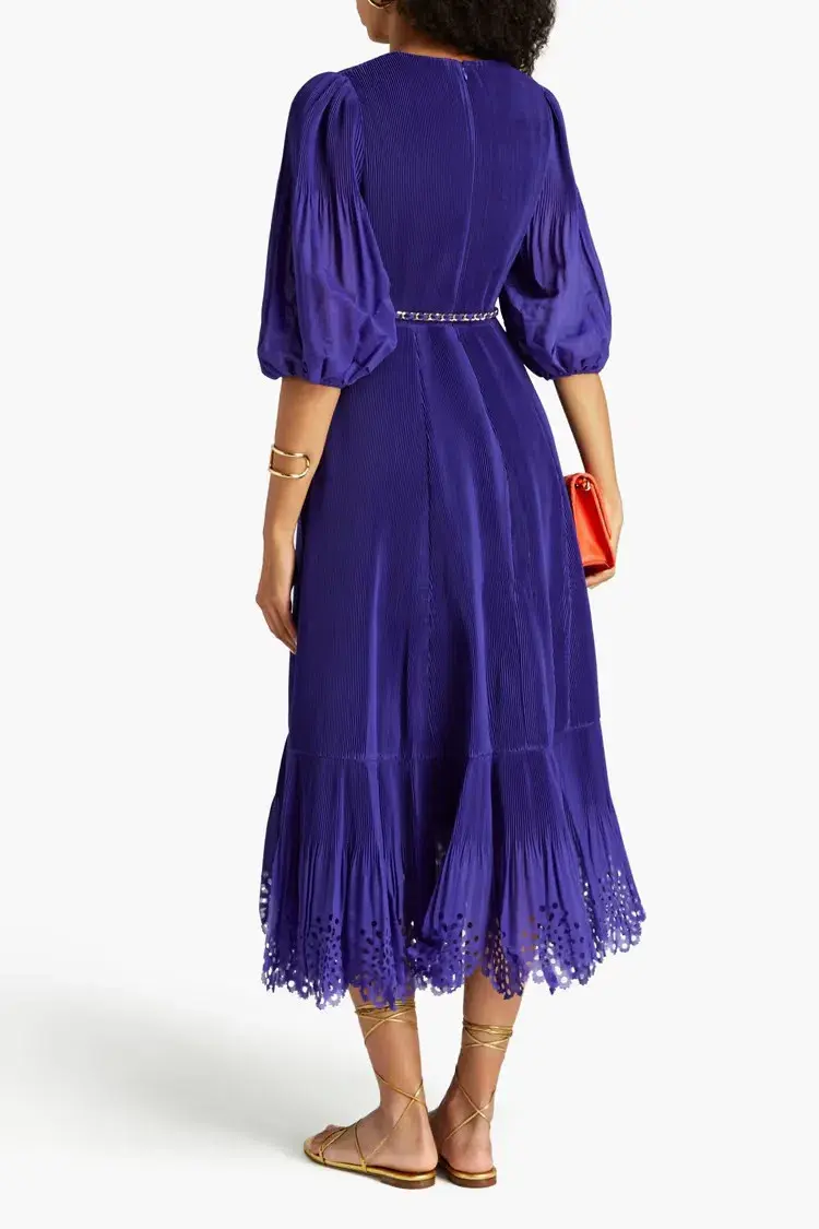 Zimmermann Pleated Midi Dress in Lapis Size 0P / AU 6 for rent on The Volte - main image