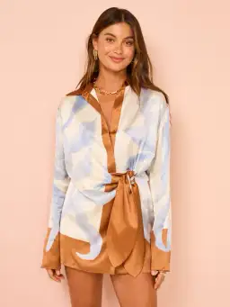 Sir The Label Sorrento Shirt Mini Dress In Sciarpa Print Size 0 / AU 6