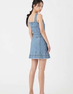 Aje Paperbark Denim Belted Mini Dress Size 4