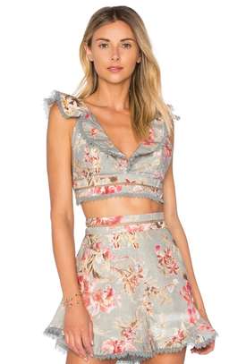 Zimmermann Mercer Flutter Frill Top Size 1/AU 10 and Shorts Size 0/AU 8 Set Blue Floral for rent on The Volte - image 4