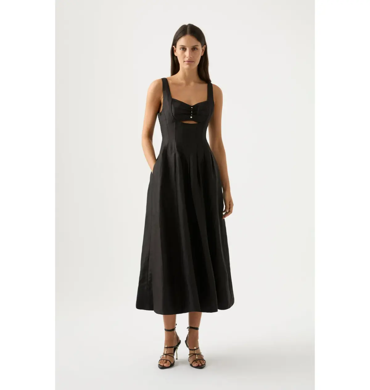 Aje Divinity Pearl Pin Midi Dress in Black Size AU 10 - Image 1