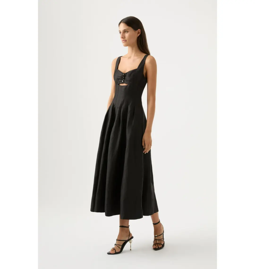 Aje Divinity Pearl Pin Midi Dress in Black Size AU 10 for rent on The Volte - main image