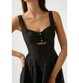 Aje Divinity Pearl Pin Midi Dress in Black Size AU 10 for rent on The Volte - image 3