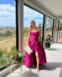 Aje Violette Bubble Hem Maxi Dress Deep Magenta Size AU 10 for rent on The Volte - image 5