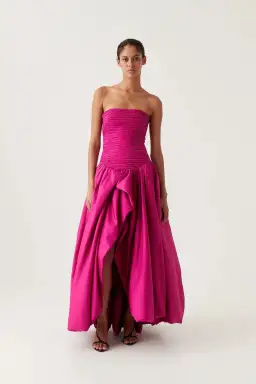 Aje Violette Bubble Hem Maxi Dress Deep Magenta Size AU 10 for rent on The Volte - image 1
