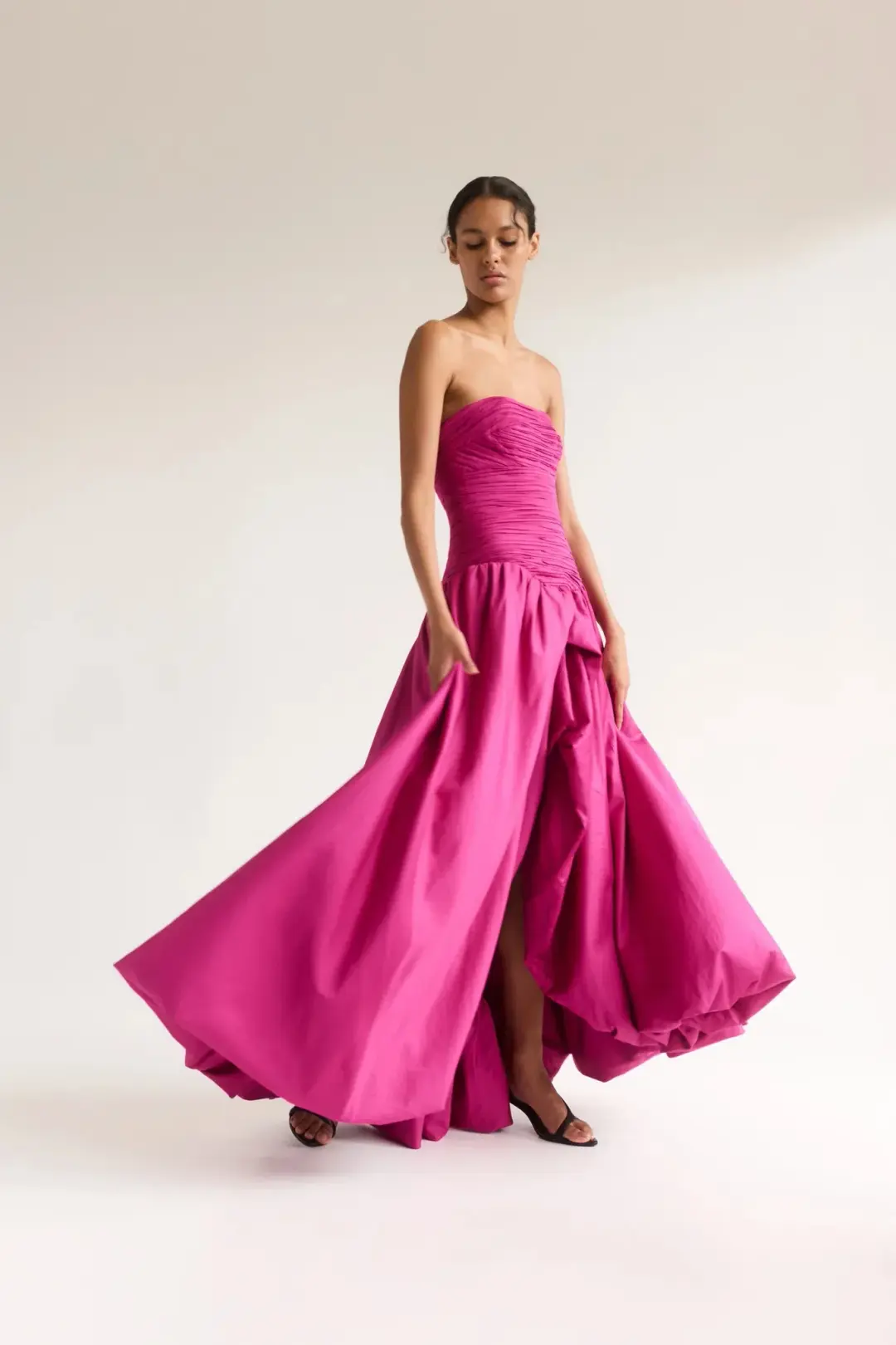 Aje Violette Bubble Hem Maxi Dress Deep Magenta Size AU 10 for rent on The Volte - main image