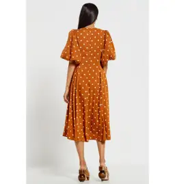 Bohemian Traders Panel Fit And Flared Midi Dress In Brown Dot Size AU 20 for rent on The Volte - image 3