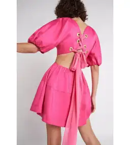 Aje Admiration Lace Up Mini Dress Pink Size AU 10 for rent on The Volte - image 3