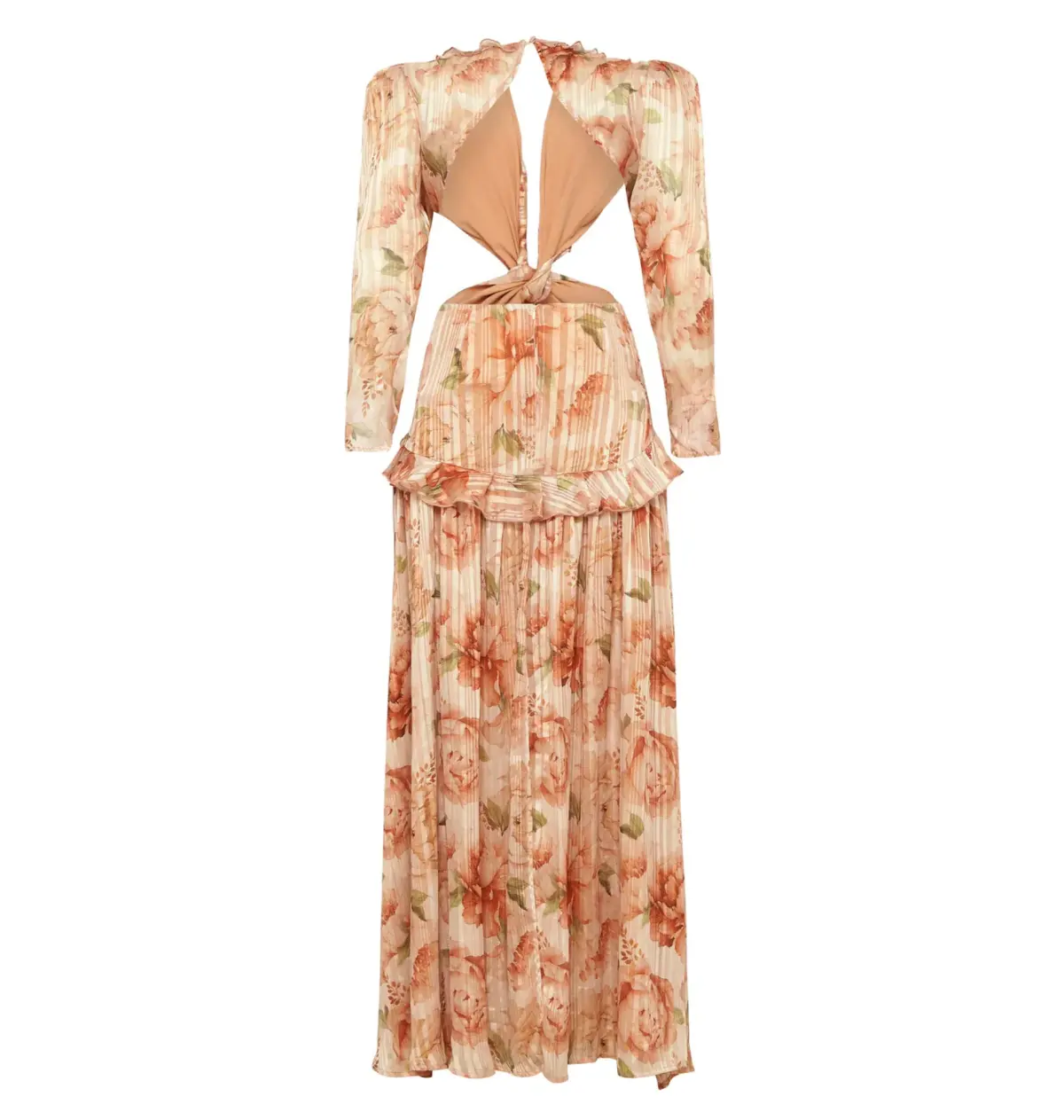 Sonya Moda Ruffle Cutout Maxi In Spiced Peonies Size AU 6 - Image 5