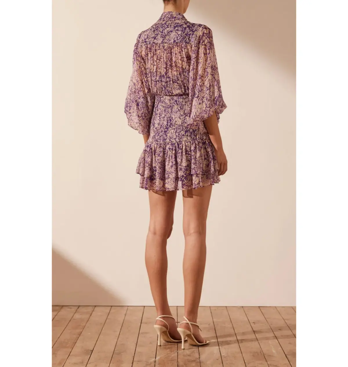 Shona Joy Aurier Button Up Ruched Mini Dress In Aurier Print Size AU 6 - Image 3