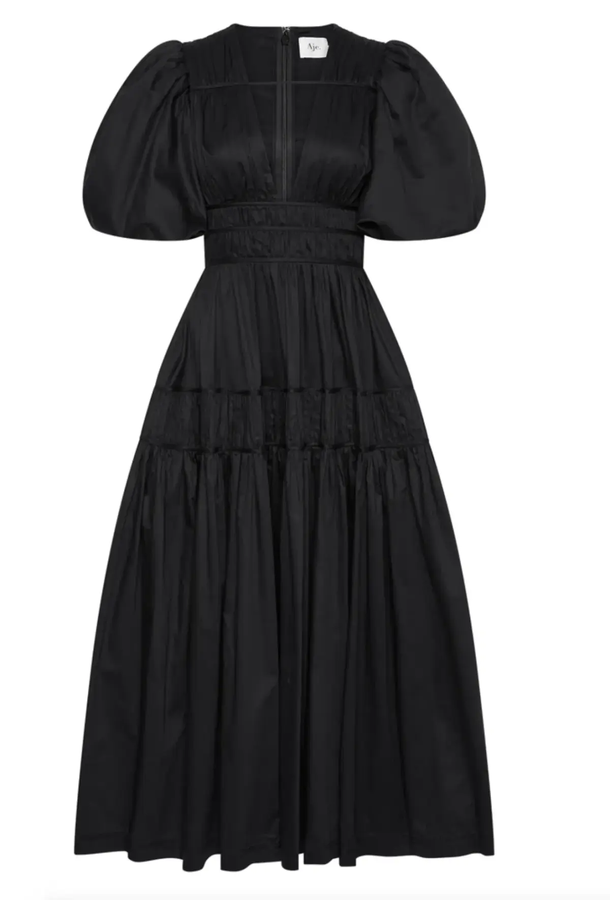 Aje Fallingwater Ruched Midi Dress Black Size 14 - Image 4
