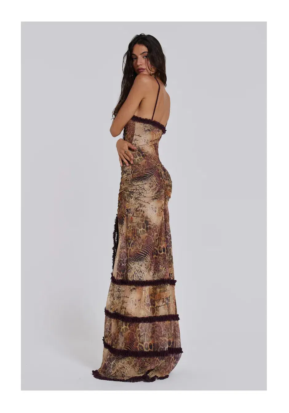 Jaded London Fatale Maxi Dress in Sunrose Size 8 for rent on The Volte - main image