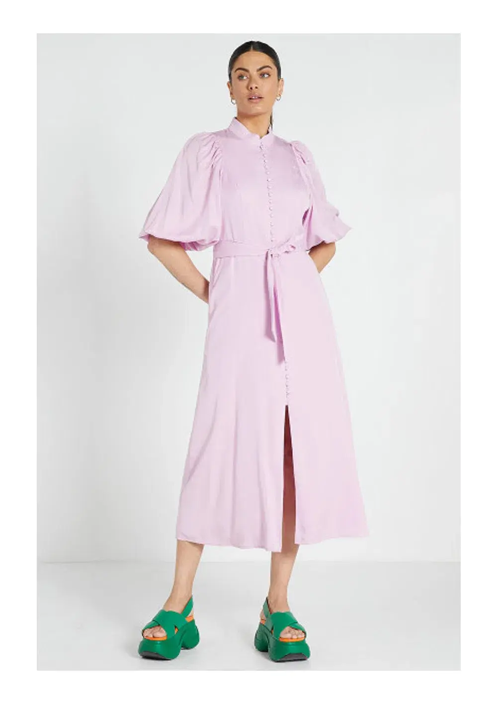 Bohemian Traders Band Collar Midi Dress in Lilac Size 4XL / AU 22 for rent on The Volte - main image