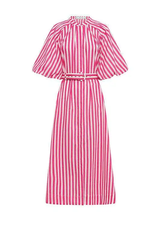 Bohemian Traders Pleated Neck Midi Dress in Pink Size 4XL/ AU 22 for rent on The Volte - main image