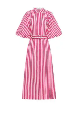 Bohemian Traders Pleated Neck Midi Dress in Pink Size 4XL/ AU 22 for rent on The Volte - image 3