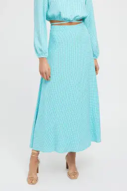 Kookai Brady Long Sleeve Top and Midi Skirt Set Aqua/White Size 36 / AU 8 for rent on The Volte - image 2