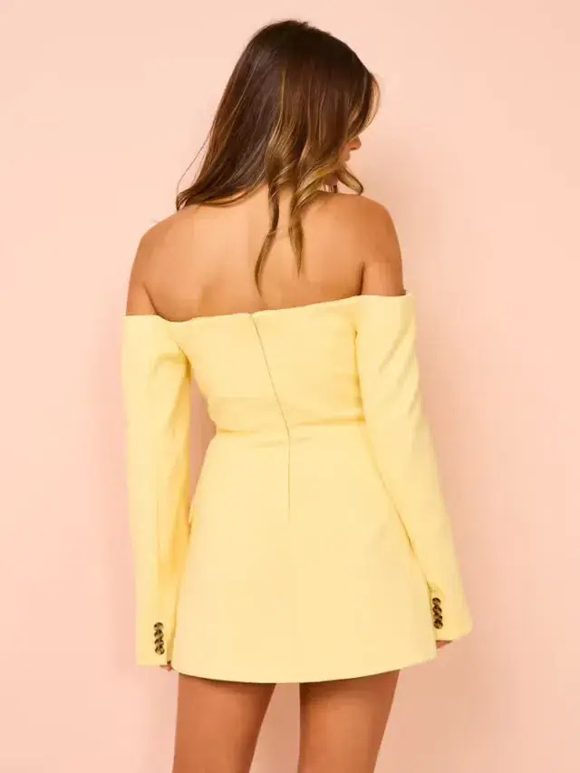 Sir the Label Sandrine Tailored Mini Dress in Limone Size 1 (AU 8) for rent on The Volte - main image