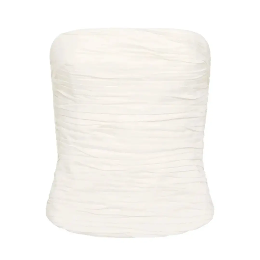 Aje Sunbeam Ruched Bustier and Carrie Mini Skirt Set Ivory Size 4 for rent on The Volte - main image