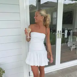 Aje Sunbeam Ruched Bustier and Carrie Mini Skirt Set Ivory Size 4 for rent on The Volte - image 1