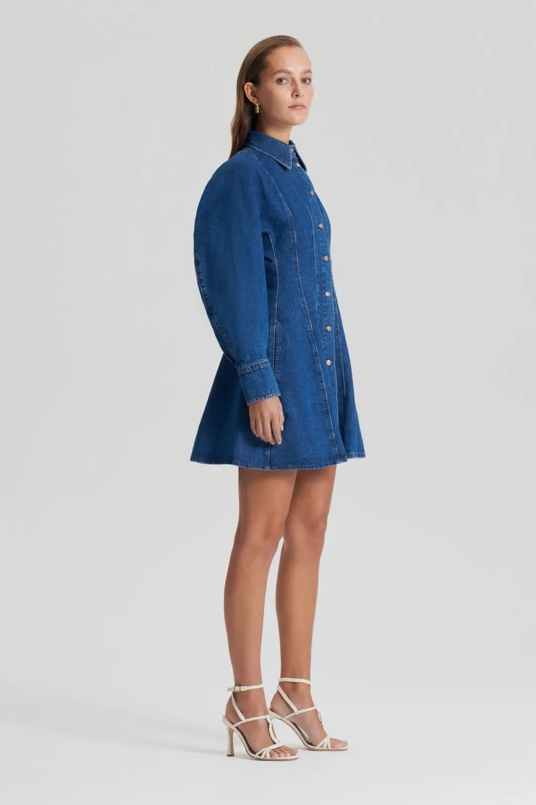 Scanlan Theodore Denim Cocoon Sleeve Mini Dress Blue Size 10 for rent on The Volte - main image