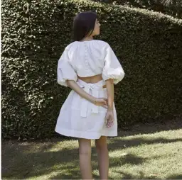 Aje Mimosa Cut Out Mini Dress Ivory Size 12 for rent on The Volte - image 4