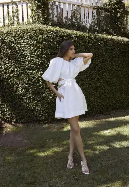 Aje Mimosa Cut Out Mini Dress Ivory Size 12 for rent on The Volte - image 3