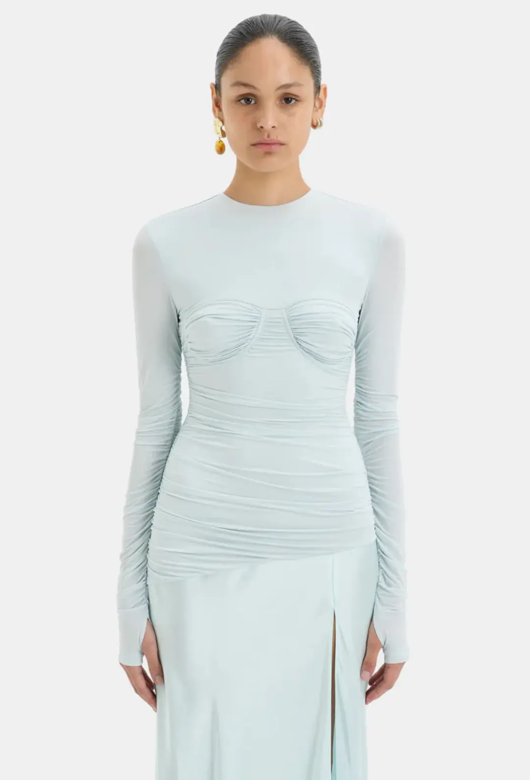 Sir The Label Alessia Draped Gown Ice Blue Size 10 for rent on The Volte - main image