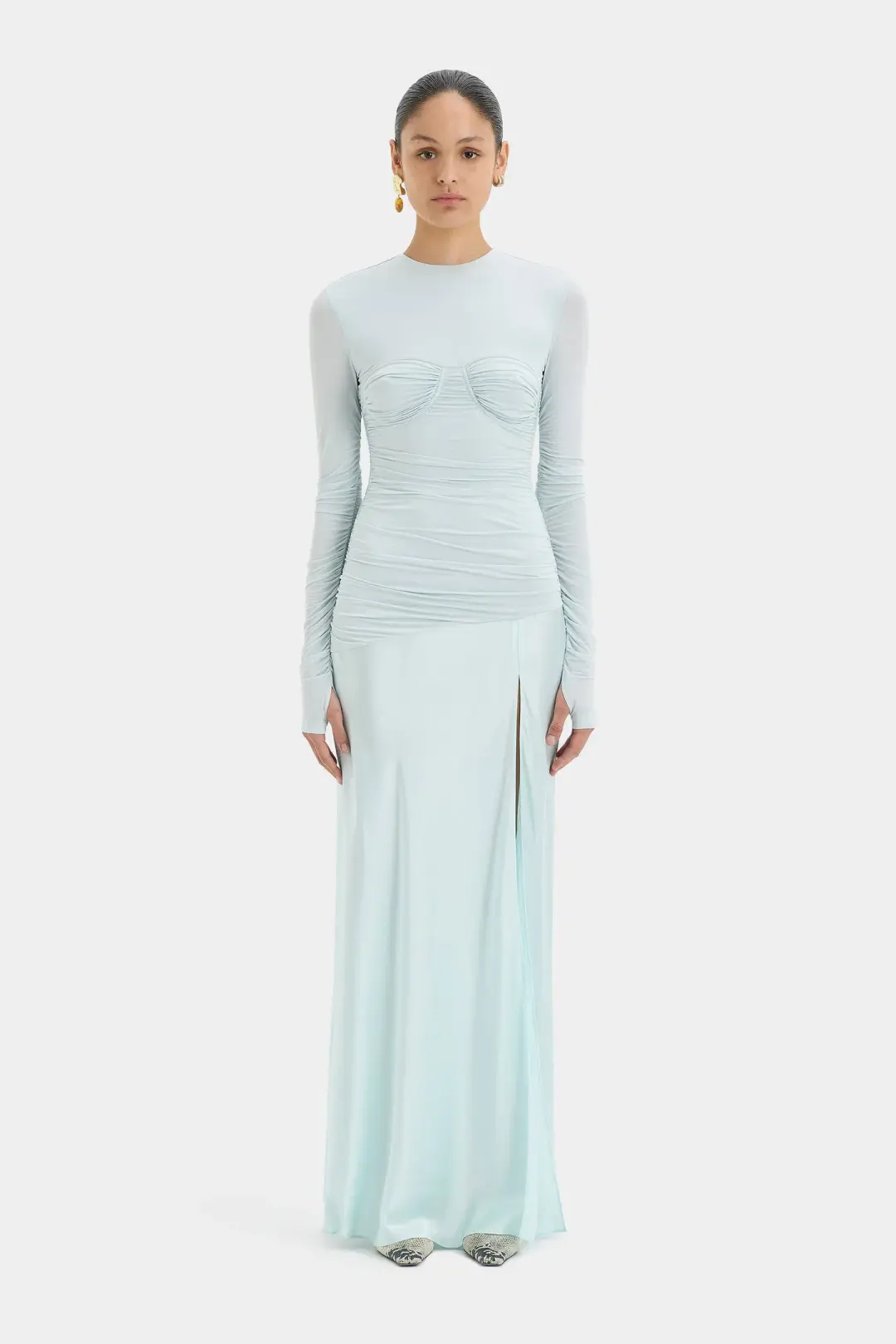 Sir The Label Alessia Draped Gown Ice Blue Size 10 for rent on The Volte - main image