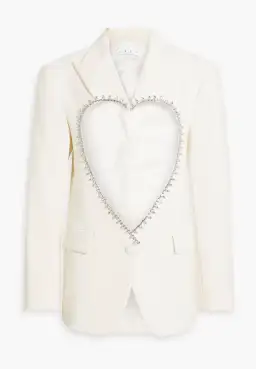 Area NYC Cutout Crystal-embellished Wool-blend Blazer White Size 8 for rent on The Volte - image 4
